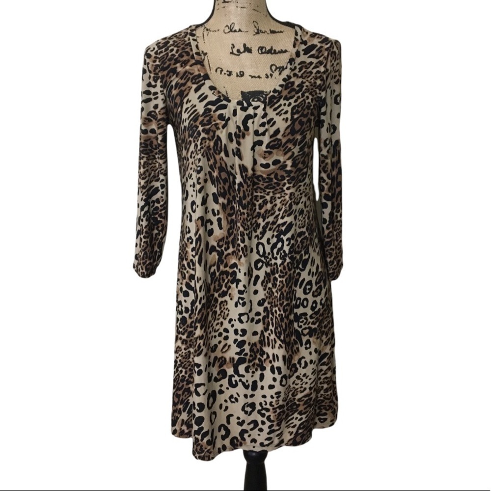 STYLE & Co Intimates Dress/Tunic Leopard Print 3/4 Sleeves